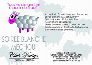 SOIREE BLANCHE - TOUS LES DIMANCHE (aout)